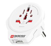 Skross Adaptateur de voyage 1.500266 Monde→Europe (Shuko) USB 5V/2,4A 100–250V Protection