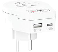 Adaptateur voyage USB A + USB C PD Monde vers Europe 2/3 poles Blanc Skross