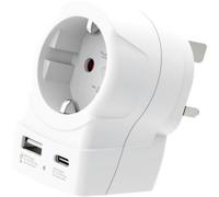 Skross Adaptateur de voyage AC20PD Europe vers UK USB-C et USB-A Charge rapide Protection chocs