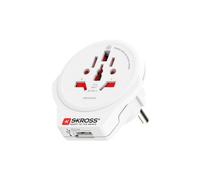 Skross - Adaptateur de voyage Monde vers Europe - USB-A - 2/3 pôles - Blanc