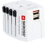 Skross - Adaptateur et Chargeur (USB) de voyage universel - Prises France vers Royaume-Unis (UK)/Etats-Unis (USA)/Australie/Chine/France 1.302930 Blanc