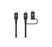 SKROSS Câble 2 en 1 USB-C vers USB-C avec adaptateur Lightthing charge rapide 100 W de longueur 1,5 m, en nylon tressé, universel pour tous les smartphones à tablettes