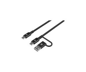 SKROSS Câble 2 en 1 USB-C vers USB-C avec adaptateur USB-A charge rapide 100 W 1,5 m de long en nylon tressé, universel pour tous les smartphones à tablettes