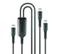 SKROSS - Câble 2 x USB-C avec charge rapide 140 W de 1,5 m de long, en nylon, deux appareils en même temps, universel pour tous les smartphones et tablettes