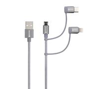 Skross Câble USB 2.0 USB-A mâle SKCA00143 1,20 m rond, flexible, gaine en tissu gris spatial