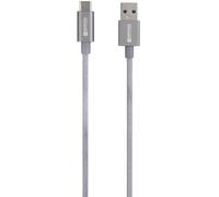 Skross Câble USB USB 3.2 Gen1 USB-A mâle 1.20 m gris sidéral rond, flexible, gaine textile SKCA0012A-C120CN