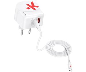 SKROSS - Chargeur Euro AC45PD avec Câble USB C - Chargeur Mural 2 USB Power Delivery pour Utilisation en Europe - 45 W - Câble USB-C 160 cm Inclus - Technologie GaN