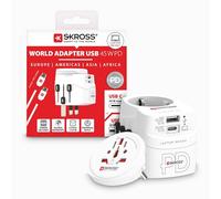 SKROSS - Pro Light AC45PD - Adattatore Universale da Viaggio da e per il Mondo Con 2 Prese USB Type A e Type C - Fast Charge da 45W - Tensione e Potenza : 100 V AC - 700 W / 250 V - 1750 W