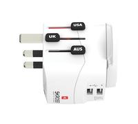 SKROSS | Pro Light USB (2xA) -World | Adaptateur de Voyage International 3 Broches avec Double Chargeur USB 5V / 2.4A intégré - Alimentation : 110V - 770W / 240V - 1680W