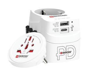 SKROSS - Pro Light USB AC30PD - World - Adaptateur de Voyage Universel 3 pôles pour Le Monde avec Chargeur USB