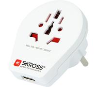 SKROSS World to Europe USB - Adaptateur pour prise d'alimentation avec adaptateur de charge USB - power CEE 7/7 (F) pour BS 1363, NEMA 5-15, SAA AS 3112, SEV 1011, USB (alimentation uniquement)...