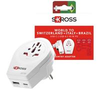 SKROSS World to Switzerland, Italy & Brésil USB AC20PD | Avec 1 port de type C et 1 port de type A, charge rapide, alimentation électrique, protection contre les chocs