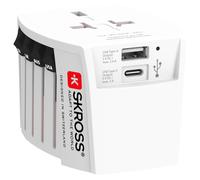 Skross - World Travel Adapter 2-pole + 1 USB Charger + 1 Type C 2400 mA White