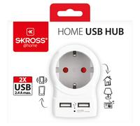 SKROSS - 1.500282 | Europe to Europe Chargeur USB Euro (AC) | Prises USB du Concentrateur de Charge (1 x Type-C : 3,0 A, 1 x Type-A : 2,4 A) - Tension d'entrée: 110V - 240V