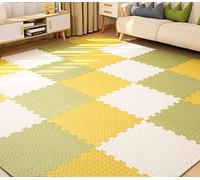 Skrsila Puzzle Mousse Bébé 18 Dalles Tapis Imperméable Antidérapant 30x30x1,2 cm Jaune Vert Blanc