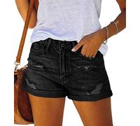 Skrsila Short Jean Femme Eté Troué Taille Haute Sexy Roulotté Bermuda Short en Jean S-XXL