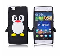 SKS Distribution® Étui en Silicone Pingouin Noir pour téléphone Huawei P8 Lite (14,2 cm)