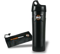 SKS GERMANY Cage Box avec Couvercle Visser, pour Porte-bidon vélo (s'adapte à Tous Porte-bidons, résistant à l'eau, boîte Plastique incassable pour déplacements, Sac Nylon Inclus) Taille Unique Noir