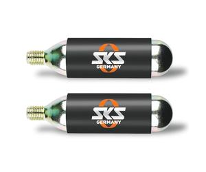 SKS GERMANY CARTOUCHES CO2 24 G AVEC FILETS SET DE 2 CARTOUCHES A AIR, Accessoires pour vélo (convient aux pneus de VTT, de vélo de course ou de trekking, filetage et protection contre le froid), Noir
