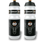 SKS GERMANY Hirsch Bottle Large 750 ML bidon de vélo au Design de cerf, Accessoires de vélo (bidon avec Fermeture Shiva, pour Tous Les Porte-bidons Courants, Valve Push-Pull Anti-Fuite) (Lot de 2)