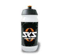 SKS GERMANY Logo Bottle Small Gourde de 500 ML au Design (Accessoire de vélo pour Tous Les Porte-bidons Courants, Valve Push-Pull Anti-Fuite, Forme Ergonomique, Bouchon Amovible) Unisex-Adult, Black