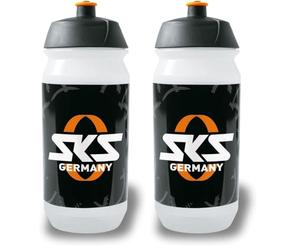 SKS GERMANY Logo Bottle Small Gourde de 500 ML au Design (Accessoire de vélo pour Tous Les Porte-bidons Courants, Valve Push-Pull Anti-Fuite, Forme Ergonomique, Bouchon Amovible) (Lot de 2)