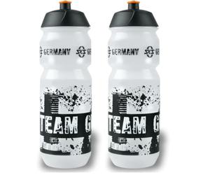SKS GERMANY Team Germany Bottle Large Gourde de 750 ML au Design Sportif (Accessoire pour Tous Les Porte-bidons Courants, Valve Push-Pull Anti-Fuite, Forme Ergonomique, Bouchon Amovible) (Lot de 2)