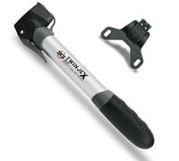 SKS GERMANY TWINJEX ALU Minipompe, Pompe à air pour vélo, avec Support de Pompe (raccords de Valve: AV, SV, DV et Multi Valve, Pression Max.: 10 Bar / 144 PSI, Fonction télescopique), Noir/Argent