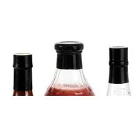 SKS Lot de 144 bandes thermorétractables pour bouteilles - 52 mm x 55 mm en PVC noir mat pour bouteilles de sauce, joints thermorétractables perforés, de qualité alimentaire, 2 mm d'épaisseur