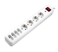 SKT Bloc 8 Prises avec Interrupteur et protection contre Surtensions Blanc