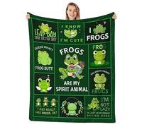 SKT T1 Couverture polaire en flanelle douce et confortable pour décoration de lit, canapé, maison en forme de grenouille, pour adultes, femmes et enfants, motif grenouille mignonne, vert, 152 x 127 cm