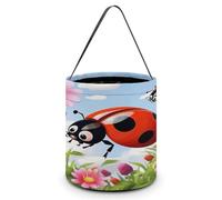 SKTNBM Sacs à friandises ou à friandises d'Halloween, seau fourre-tout à imprimé coccinelle de dessin animé, seau cadeau fourre-tout, sac à bonbons à main d'Halloween, fleur de coccinelle de dessin