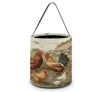 SKTNBM Sacs à friandises ou tours d'Halloween, seau fourre-tout imprimé poulets et ferme, seau cadeau fourre-tout, sac à bonbons à main d'Halloween, Poulets et ferme, Taille unique