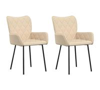 SKTQYQO 2 chaises de salle à manger en tissu crème avec structure métallique et contreplaqué, sièges rembourrés en mousse pour confort et design ergonomique, idéales pour l'ameublement de salon et de