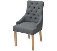 SKTQYQO 6 chaises de salle à manger avec accoudoirs en tissu gris foncé, pieds en chêne robustes, séjour, confort, rembourrage épais, design luxueux stable pour intérieur moderne. Remarque :
