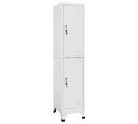 SKTQYQO Armoire à clé à 2 compartiments 38 x 45 x 180 cm en acier gris avec serrure, miroir et étagère, idéale pour vestiaires et bureaux, structure robuste et facile à installer,