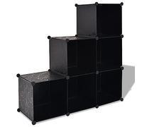 SKTQYQO Armoire à économie d'espace en cube avec 6 compartiments noir multifonctionnel moderne pour salon chambre à coucher, cette armoire moderne compacte et multifonctionnelle avec 6 compartiments