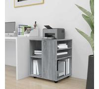 SKTQYQO Armoire à roulettes Gris Sonoma 60 x 53 x 72 cm Bois multicouche, armoire rotative pour bureau avec 4 roues et 2 freins, organisation de bureau, solution de rangement
