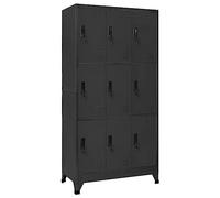 SKTQYQO Armoire avec serrure anthracite 90 x 45 x 180 cm en acier, 9 portes avec fermeture à clé pour école et bureau, armoire de sécurité avec prises d'air et porte-cigares,