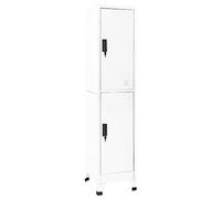 SKTQYQO Armoire avec serrure blanche en acier 38 x 45 x 180 cm pour bureau et école, 2 portes avec clés, crochet et prises d'air, design moderne pour la sécurité et l'organisation,