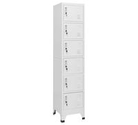 SKTQYQO Armoire avec serrure gris clair 38 x 40 x 180 cm en acier, 6 portes avec fermeture à clé, armoire de sécurité pour bureau et école, design moderne avec prises d'air