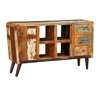 SKTQYQO Armoire en bois de recyclage avec porte, 4 étagères et 3 tiroirs, meuble ancien en bois massif récupéré pour salle, matériau solide et résistant, traitement manuel,