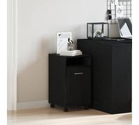 SKTQYQO Armoire latérale avec roues en chêne noir mat 33x38x68 cm en bois d'ingénierie durable, armoire de rangement compacte avec étagère robuste pour organisation domestique