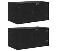 SKTQYQO Armoire murale 2 pièces, chêne noir, 68 x 37 x 35 cm