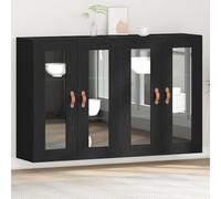 SKTQYQO Armoire murale 2 pièces en chêne noir 69,5 x 34 x 90 cm bois ingénierie, ensemble buffet et encadré moderne avec 6 portes, grand espace de stockage, construction durable