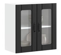 SKTQYQO Armoire murale de cuisine avec porte en verre Lucca noir aggloméré pour optimiser l'espace, matériau stable et durable avec grande capacité de charge, design mural