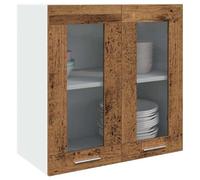 SKTQYQO Armoire murale de cuisine "Lyon" avec porte en verre, couleur bois ancien, armoire murale 60 x 31 x 60 cm pour optimiser l'espace, matériau stable et durable, grand espace