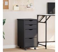 SKTQYQO Armoire rotative avec 4 tiroirs MOSS Gris Bois Massif Pin Mobile Conteneur Organisation, Chariot Commode avec Roues pour Bureau Maison Salon Chambre à Coucher