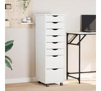 SKTQYQO Armoire rotative avec 8 tiroirs MOSS en bois massif de pin blanc, meuble de rangement avec roues pour bureau, salon ou cuisine, facile à nettoyer et déplacer, design