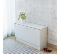 SKTQYQO Banc avec étagère à chaussures blanc 80 x 24 x 45 cm pour entrée, meuble pratique avec assise, grand espace pour 5 à 6 paires de chaussures, design élégant, matériaux durables MDF et bois